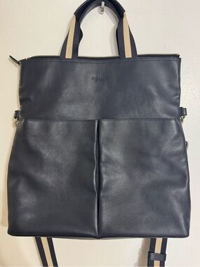 Coach - Charles Foldover Navy Leather Tote